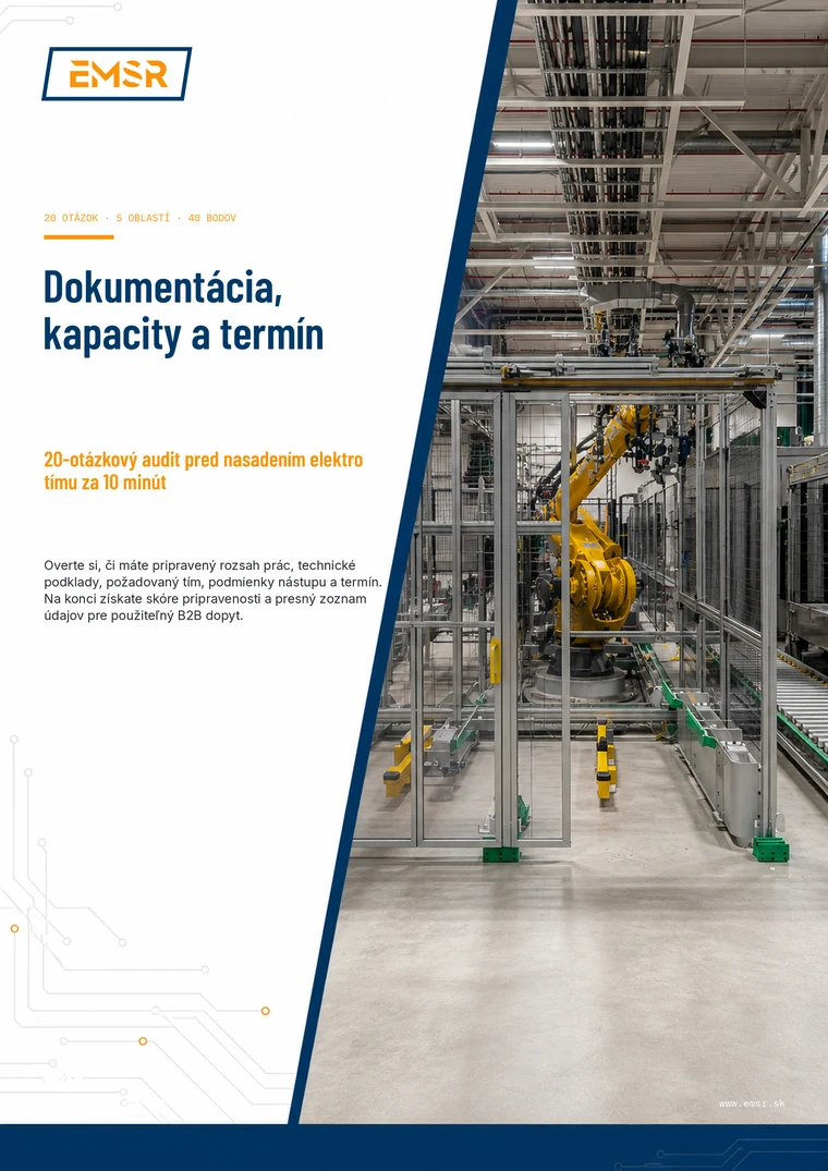 Obálka auditu Dokumentácia, kapacity a termín